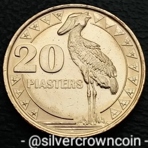 Sudan South πΈπΈ 20 Piastres 2015 KM#2. 20 Cents coin. Eagle Shoebill Stork Bird - Picture 1 of 7