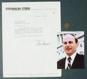 1971-81 Illinois Adlai Stevenson III autografo firmato 1982 per lettera del Governatore - - Foto 1 di 1