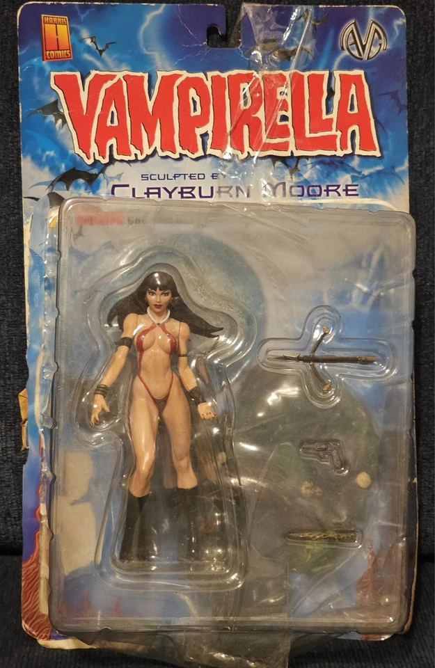 Boneco de ação Vampirella 2000 raro Clayburn Moore biquíni escultura Harris Comics - Imagem 1 de 4