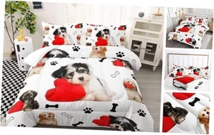 Cute Dog Comforter Set, Cartoon Paw and Bone Print Bedding Home Full Style 6 - Picture 1 of 8