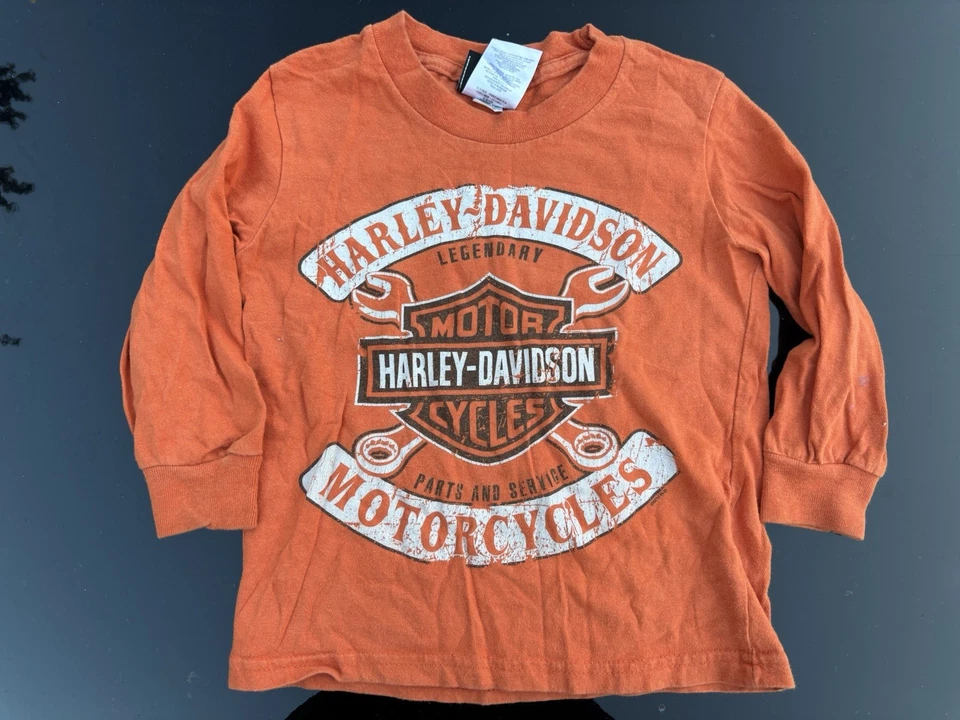 Camisa Harley Davidson Vintage Infantil Bebé 2T/3T Naranja Manga Larga Motociclista Niños Foto 1 de 4
