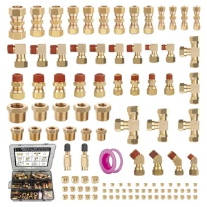 Accesorios de línea de freno de aire DOT de latón Ailbiuko 109 piezas, 1/4" 1/8" 3/8" 1/2" 5/8" C... - Imagen 1 de 6