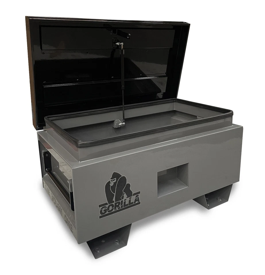 AUTOJACK Heavy Duty Tool Box 175L | Steel Site Chest | Lock Points | Gas Strut | Fixable