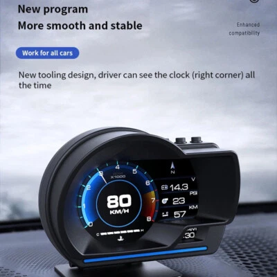 Coche OBD2 + GPS Digital HUD Head-Up Display Velocímetro Turbo RPM Alarma de Sobrevelocidad Foto 1 de 4