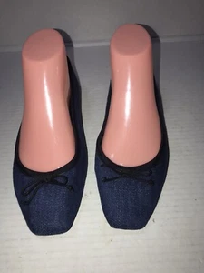 Veronica Beard Beatrix Denim Blue Bow Front Flats Sz 6.5 - Picture 1 of 8