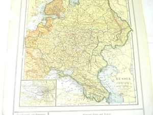Antique 1920s Russia Petrograd St Petersburg Balkan States Color Map from Atlas - Picture 1 of 5