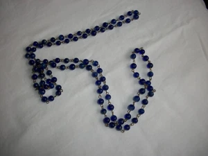 Cobalt Blue Deco circa 1940 Glass Beads 100cms long - Picture 1 of 4