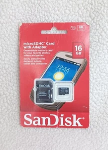 SanDisk 16 GB SD Card Micro SDHC Card With Adapter  - Picture 1 of 6
