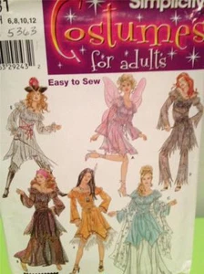 Simplicity Sewing Pattern 0581 5363 Ladies/ Misses Fairy Pirate Costumes Sz 6-12 - Imagen 1 de 3