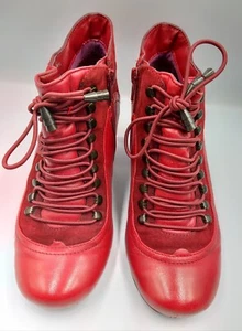 Hush Puppies Vivianna Red Size UK 3 EU 36 Victorian Steampunk Ankle Boots VGC - Picture 1 of 5