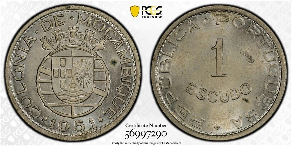 MOZAMBIQUE 1951 Escudo, PCGS SP63 (PROVA) KM-Pr23 (Essai) [Portugal/East Africa] - Image 1 of 1