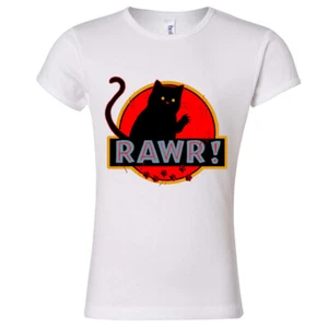 🔥 Rawr! Jurassic Cat Youth Girls T-shirt Funny Humor Cats kittens owner joke - Picture 1 of 7