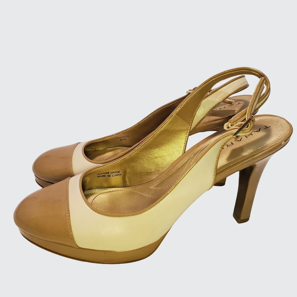 Tahari "Londres" Dos Tonos Tostado Crema Charol Cordones Para Mujer Talla 8.5M Foto 1 de 4
