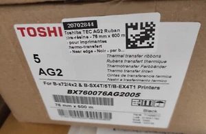 5 x Toshiba TEC AG2 Ruban transfert thermique noir 600 m x 76 mm BX760076AG2005 - Photo 1/1