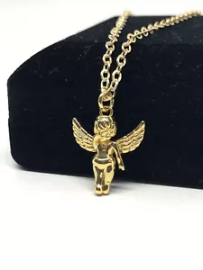 Gold ANGEL NECKLACE 18k Gold Plated Necklace Gold Baby Angel Pendant Gold Chain - Picture 1 of 7