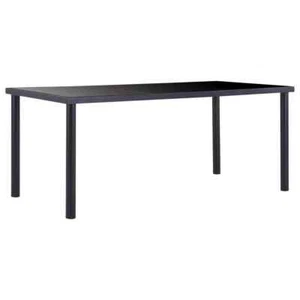 NNEVL Dining Table Black 180x90x75 cm Tempered Glass - Picture 1 of 5