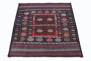 140x126 cm Antik handgewebte Teppich Nomaden kelim afghan sofreh kilim No:66 - Bild 1 von 10