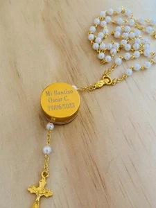 12pcs personalized Baptism favors Recuerdos Para Bautizo Y Comunión Rosaries - Picture 1 of 7