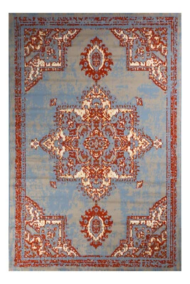 Distressed Bohemian 2'x4', Light Blue, Transitional Moroccan Oriental Rug - 512 - Image 1 of 4