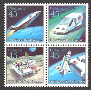 =WOW= #C125a FUTURISTISCHE POSTZUSTELLUNG 4ER BLOCK, OG/MNH, SPACE SHUTTLE Kostenloser Versand - Bild 1 von 2