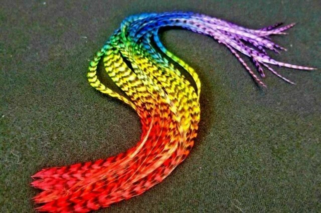 Whiting Farms Feather hair extension 25 W FLUFF NATURAL GRIZZLY Saddle