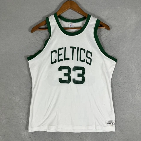 Vtg 1980s Boston Celtics Larry Bird Authentic Medalist Sand Knit Jersey Size L Cover