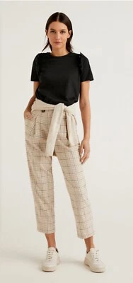 Pantaloni donna a quadri United Colors of Benetton US 6 IT 42 nuovi con etichette a quadri neutri - Immagine 1 di 4