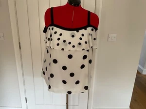 Wallis white black polka dot strappy top size 20 - Picture 1 of 5
