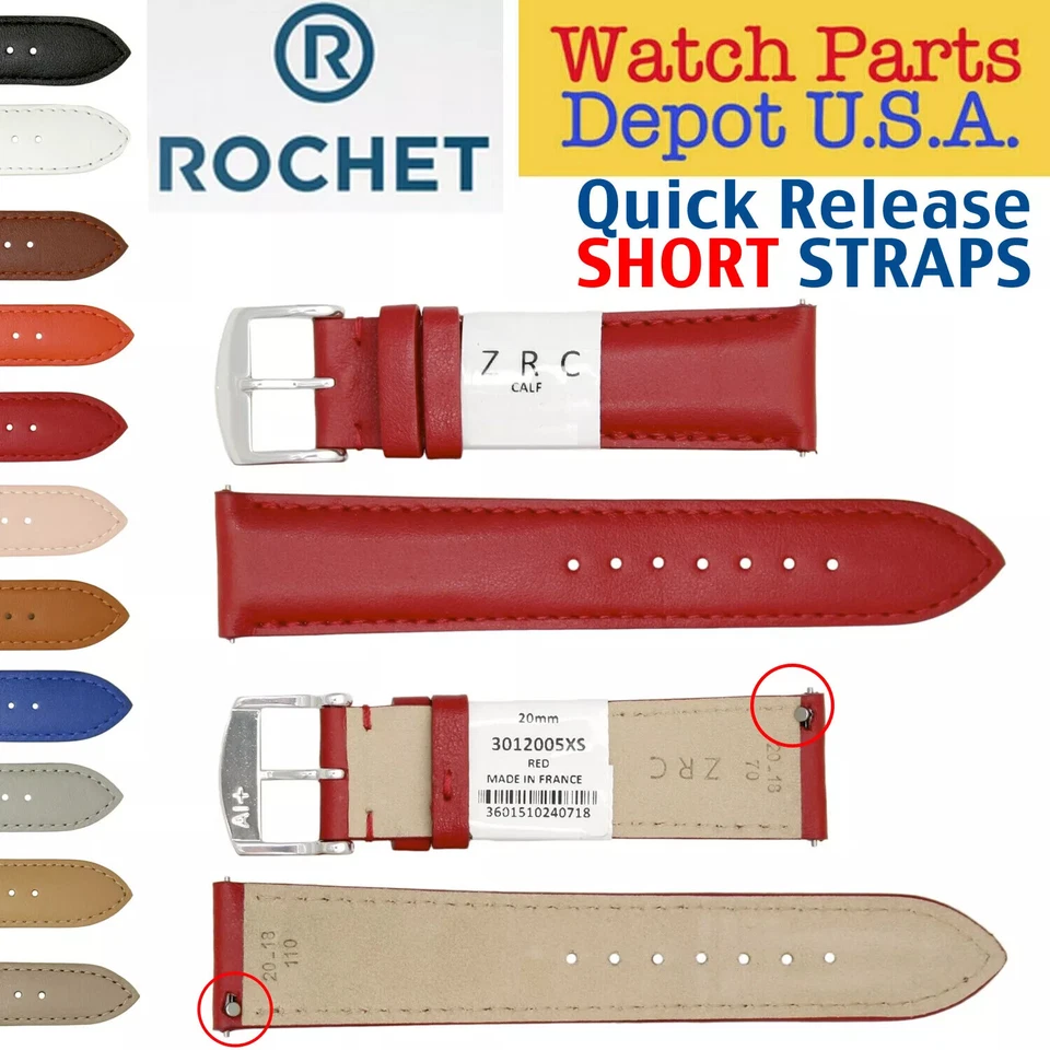 French ZRC ROCHET Quick Release Calf Leather Watch Band / Strap 16, 18, 20, 22MM - Image 1 of 2