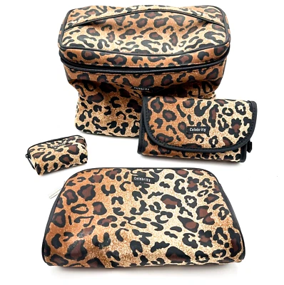 Набор из 4 косметических дорожных сумок Celebrity с анималистическим принтом 10 x 8 x 5 дюймов - Изображение 1 из 4