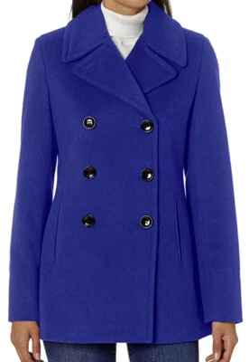 Abrigo Chaquetón Azul Fibra Preciosa Doble Pecho CALVIN KLEIN NUEVO Para Mujer Talla 1X Foto 1 de 4