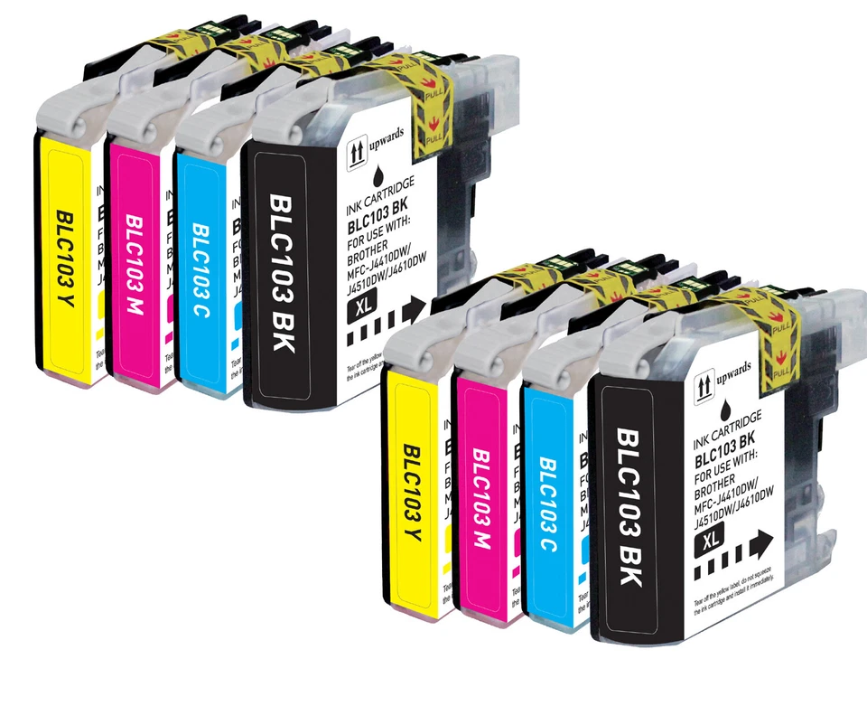 8P Combo Ink Set + chip fits Brother LC103 MFC-J450DW MFC-J285DW MFC-J875DW - Image 1 of 1