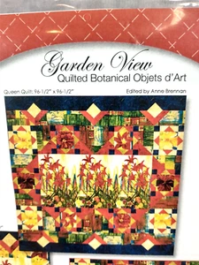 "Garden View" Quilted Bontanical Objets d'Art Quilt Pattern Only Pieced Panels - Picture 1 of 4
