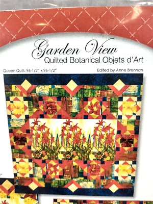 "Garden View" Quilted Bontanical Objets d'Art Quilt Pattern Only Pieced Panels - Image 1 of 4