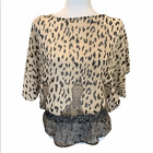 American Rag City Leopard print sheer peplum batwing blouse small
