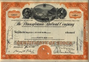 Pennsylvania Railroad Stock Certificate Horseshoe Curve Orange - Bild 1 von 1