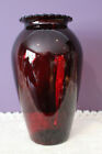 Anchor Hocking Depression Glass Ruby Red 9" Vase With Ruffled Top