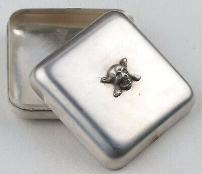 Box STERLING Silver 800 Skull BONEs CROSSbones Jewelry Unisex MEMENTO MORI Rare • 381.16$