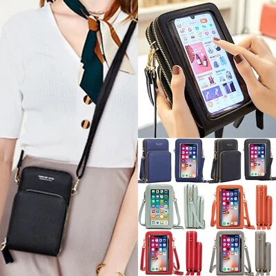 Lady Functional Bag Touch Screen RFID Crossbody Cell Phone Wallet Shoulder Purse - Image 1 of 4