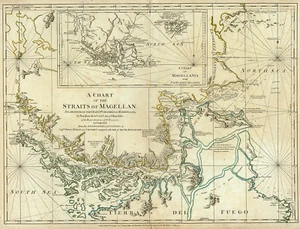 1776 Karte Karte der Magellanstraße Chile Argentinien Poster Vintage Geschichte - Bild 1 von 3