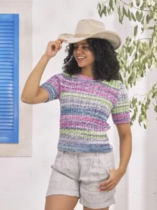 Wellen Strickmuster Damen Kurzarm Oberteil Pullover James C Brett JB966 - Bild 1 von 1