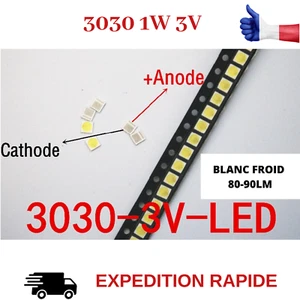 10PCS LED EVERLIGHT 3030 1W 3V 80-90LM POUR RETROECLAIARGE TV BACKLIGHT - Foto 1 di 1
