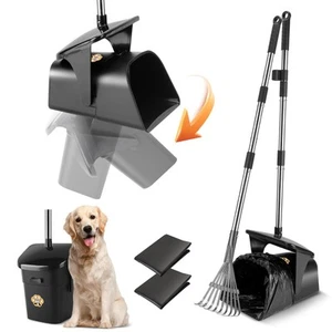 Pooper Scooper for Large Dogs Heavy Duty Swivel Bin & Rake with 20 Waste Bag ... - Picture 1 of 7