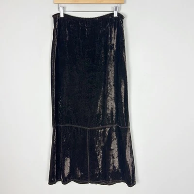 Vintage J.Jill Velvet A-line Maxi Skirt Boho Dark Romantic Fall Size 10 Women's - Image 1 of 4