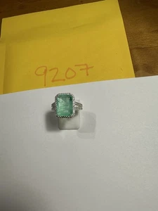 Gebrauchter Ring Bombe Party Größe 7 BP klobig mintgrün quadratisch rhodiniert pl - Bild 1 von 15