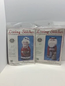 Lote de puntadas amorosas muñeca punto de cruz Papá Noel y señora Claus 1990 vintage - Imagen 1 de 5
