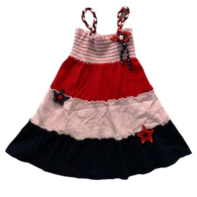 Vestido Good Lad Mini Sin Mangas Niña Talla 5 Rojo Rosa Azul Marino Calado Estrella Náutica Foto 1 de 4