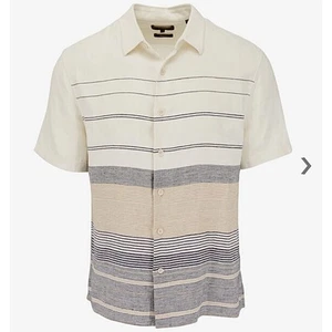 Vince Engineered Off White & Coastal Rayas Abotonadas Para Hombres XL Gris Tostado Botón - Imagen 1 de 5