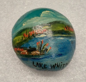 2,5" Vintage 1970 handbemalt Kiesel Felsen Lake Whitney Texas hausgemachte Handarbeit - Bild 1 von 3