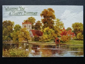 Buckinghamshire MARLOW Bisham All Saints Church HAPPY BIRTHDAY c1920s Postcard - Picture 1 of 2